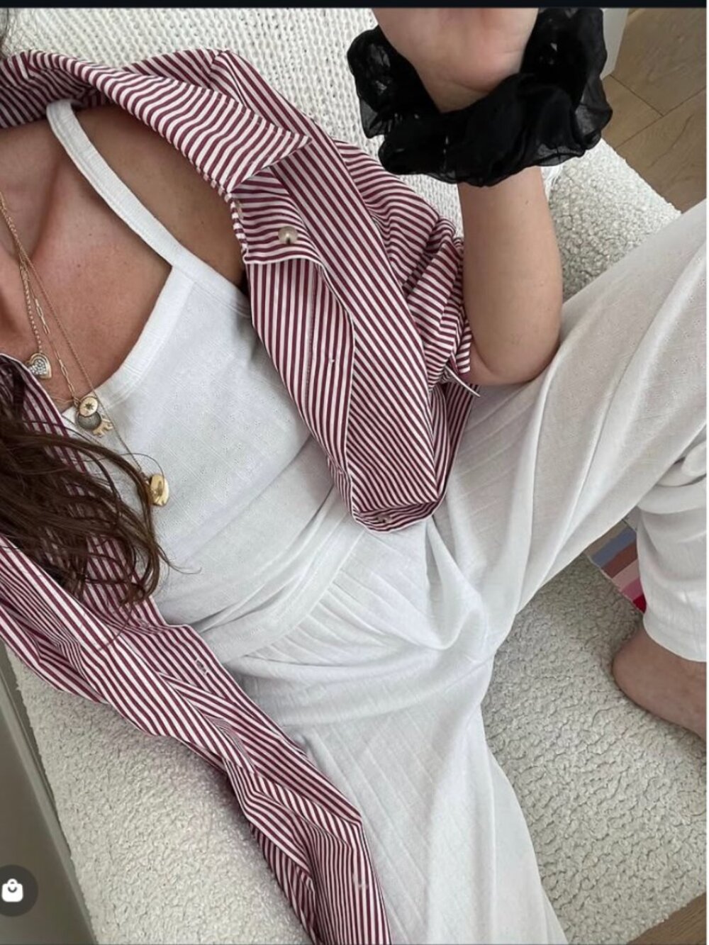 NWT DONNI striped button down shirt in Rouge Size:XSM - Picture 9 of 9